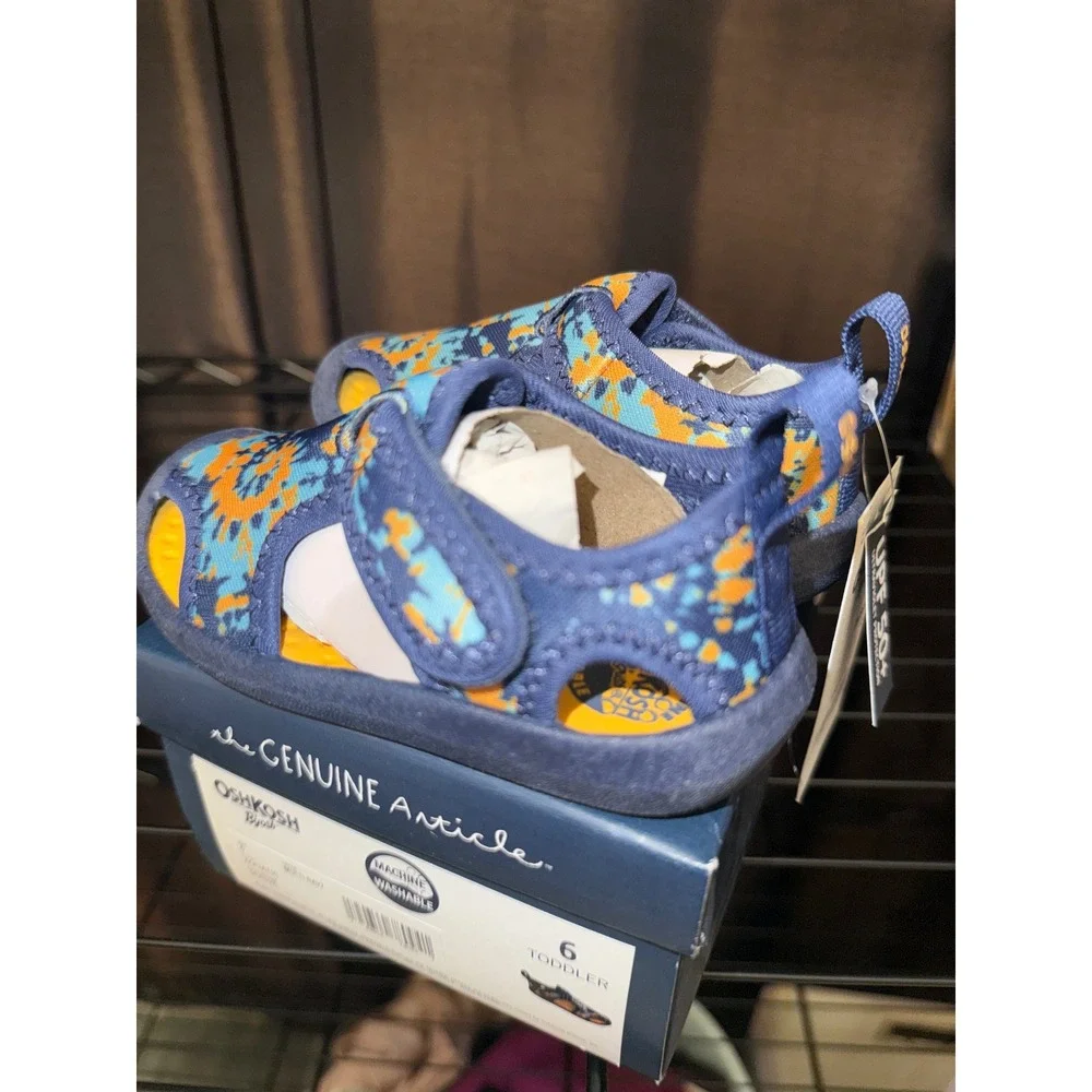 OshKosh Bgosh Toddler Aquatic Water Shoes Multi Navy Tie Dye Sandals Size 6T NIB